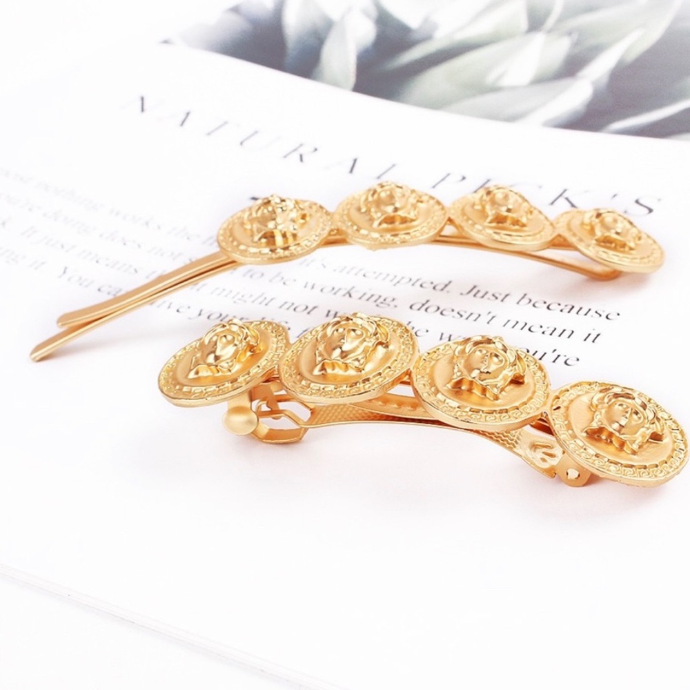 Gold Medusa Hair Clip Set of 2 - Picture 5 of 5